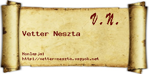 Vetter Neszta névjegykártya
